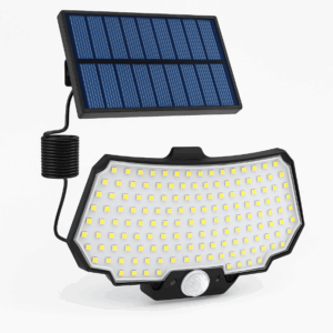 Refletor Solar com Sensor de Movimento 234 LEDs IP65 | 3 Modos + Controle Remoto | Holofote Externo Super Brilhante à Prova d’Água para Jardim, Garagem, Galinheiro, Caminhos, Porteiras